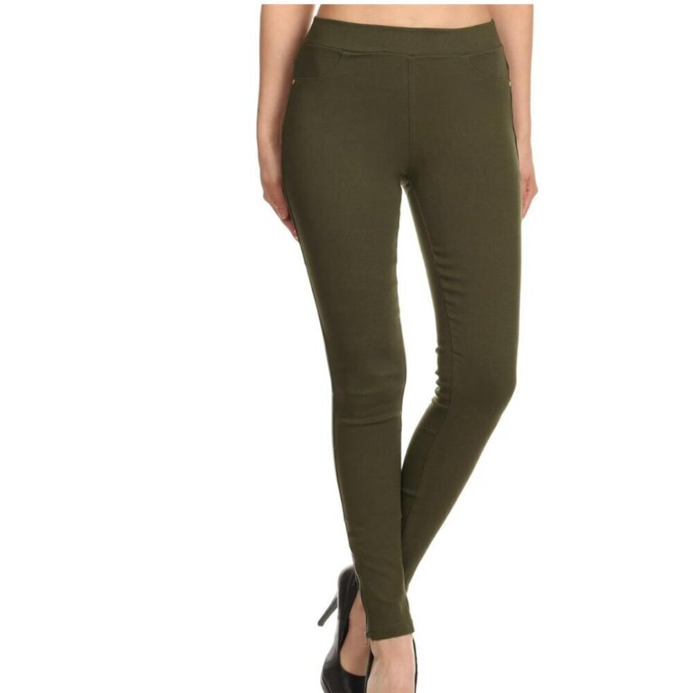 Jvini Women's Plus Size 2XL Pull On Jegging Dark Green High-Rise Stretch JV3944N